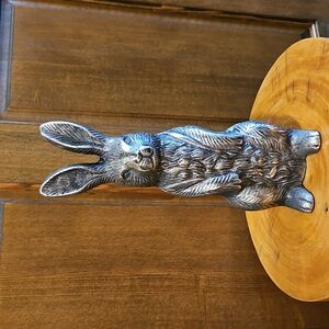 Silver Rabbit Sculpture 12.5" Tall Nice Hare Details